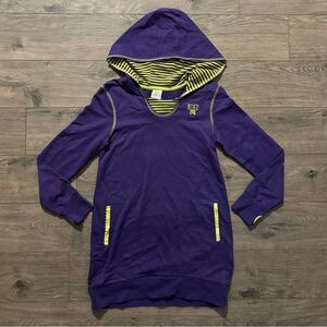 NIKE Youth Girls XL Purple/Lime Knit Hoodie TUNIC Top w/ Pockets Thumb Holes NWT
